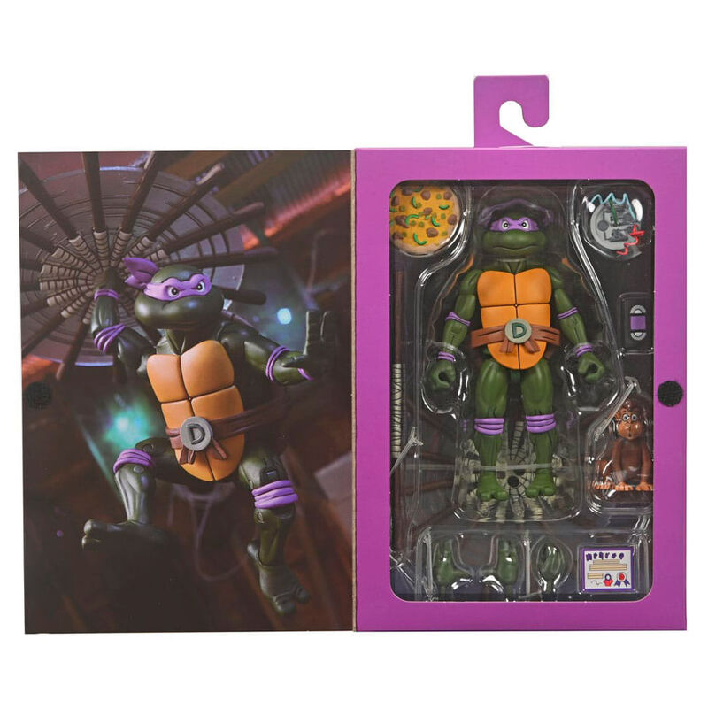 Figura neca teenage mutant ninja turtles cartoon ultimate donatello vhs scale action 18cm