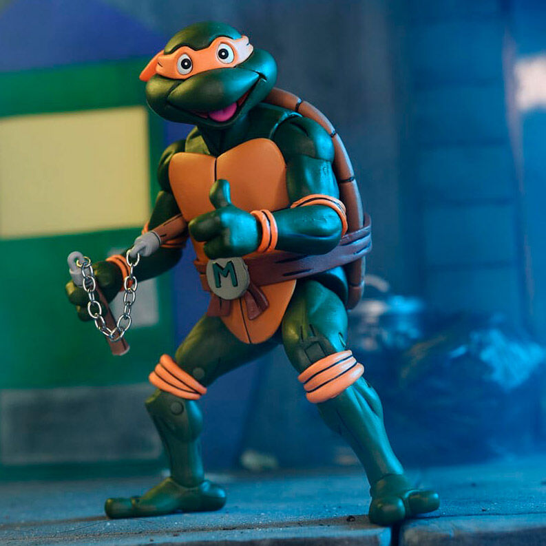 Figura neca teenage mutant ninja turtles cartoon ultimate michelangelo vhs scale action 18cm