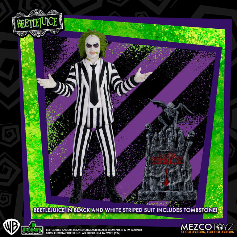 Figura mezco toyz beetlejuice 5 points beetlejuice striped suite 9.5cm