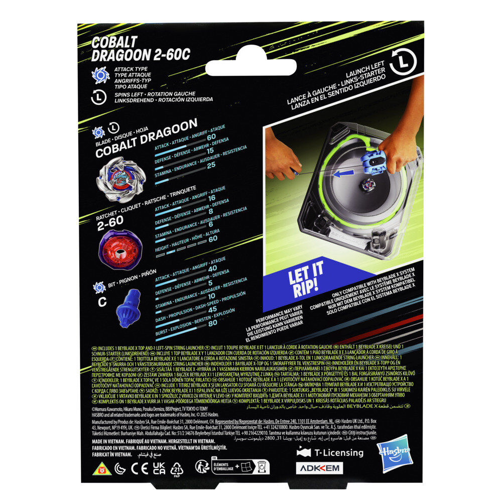 Set Premium lanzador con cuerda y top Cobalt Dragoon 2-60C Beyblade X