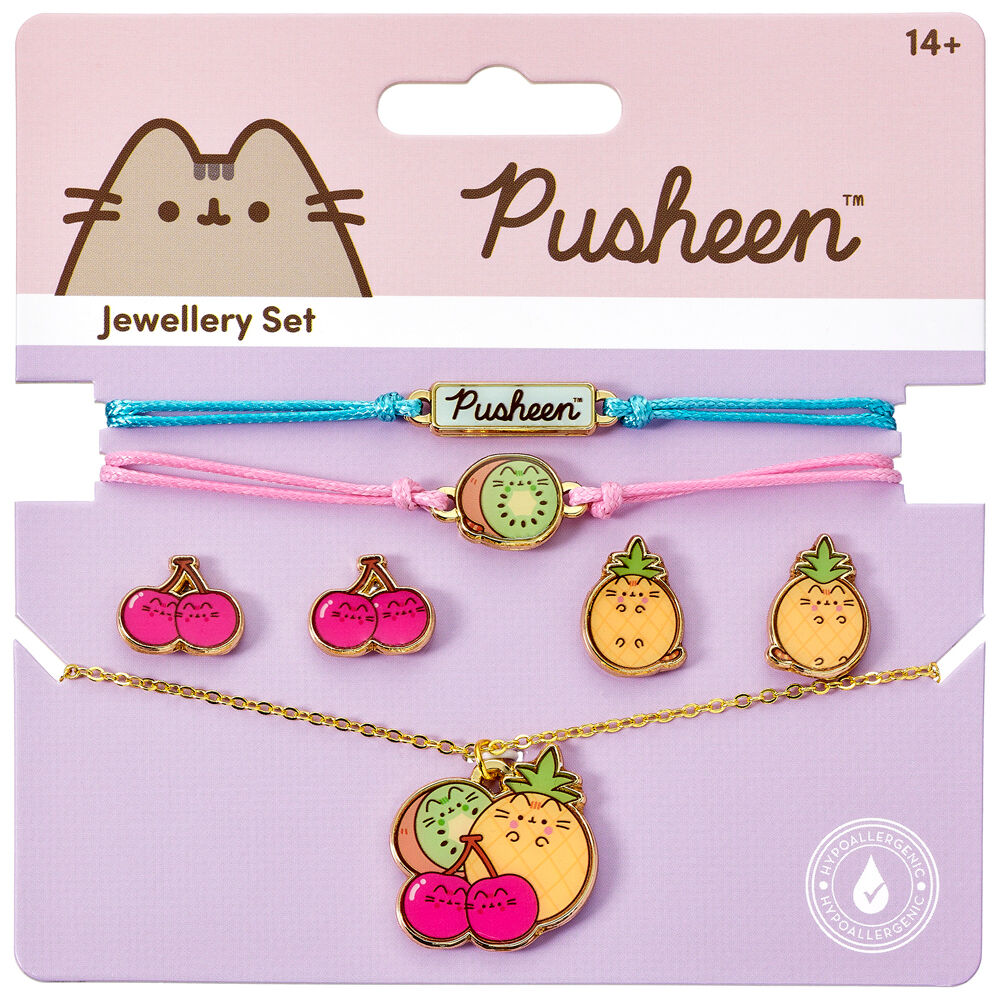 Set Colgante + pulsetas + pendientes Pusheen Frikytopia
