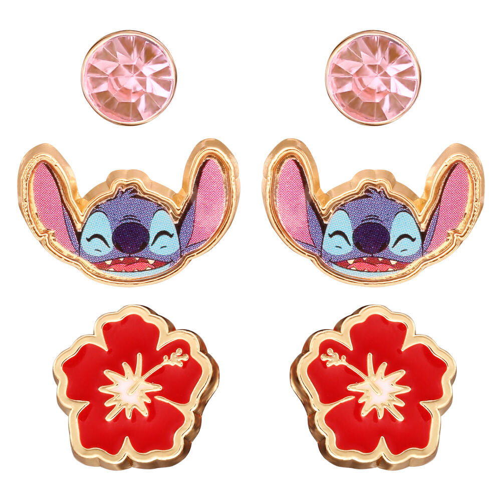 Set 3 Pares de pendientes Stitch Disney Frikytopia