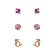 Set 3 Pares de pendientes La Sirenita Disney