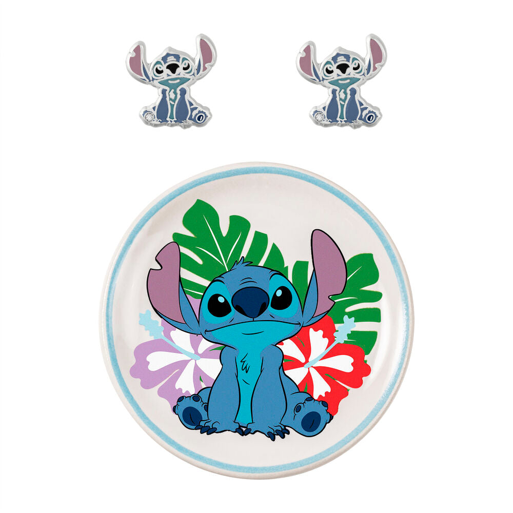 Pendientes + plato bisuteria Stitch Disney Frikytopia