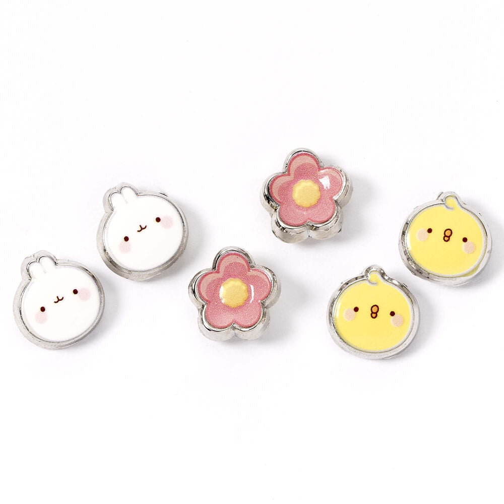 Molang Pack de 3 Pendientes Stud  Molang and Piu Piu