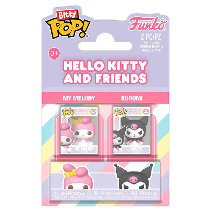 Hello Kitty Pack de 2 Bitty POP! Vinyl Figuras My Melody&Kuromi 2 cm