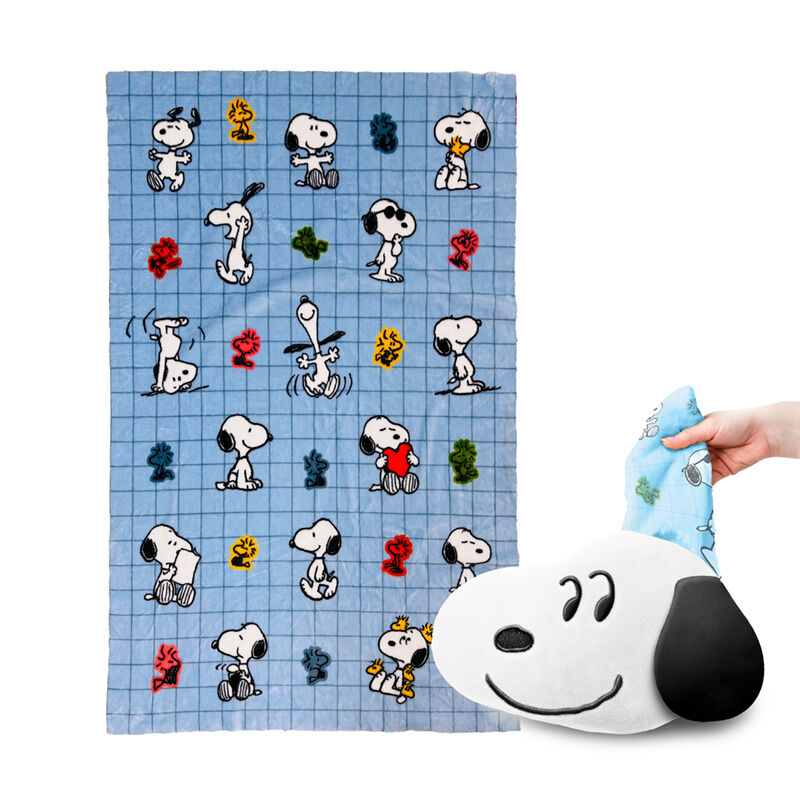 Almohada y manta de viaje 2 en 1 Snoopy & Woodstock Snoopy Frikytopia