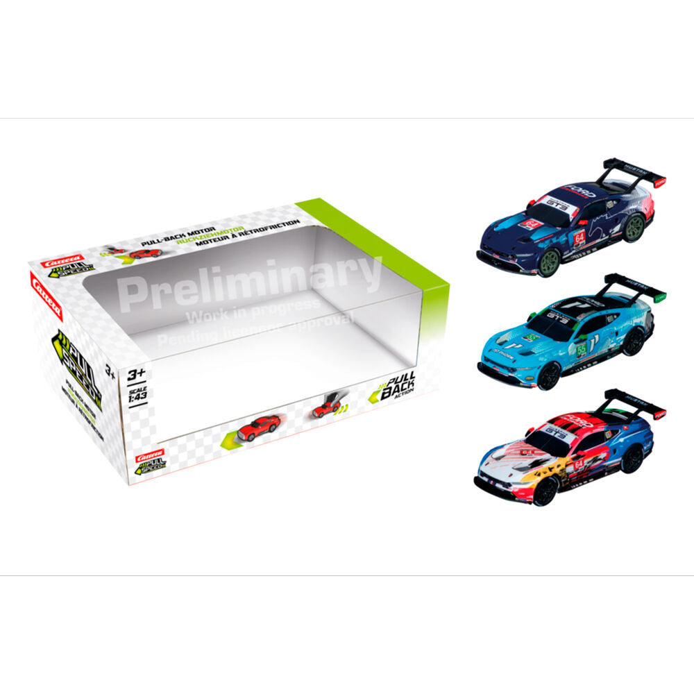 Embalagem 3 carros Ford Mustang GT3 pull back Frikytopia