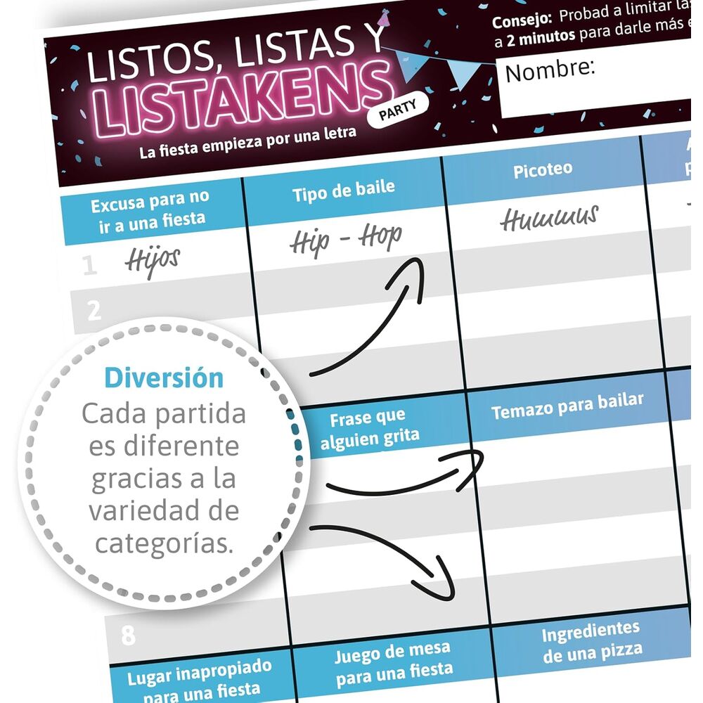 Juego mesa Listos Listas y Listakens Party español