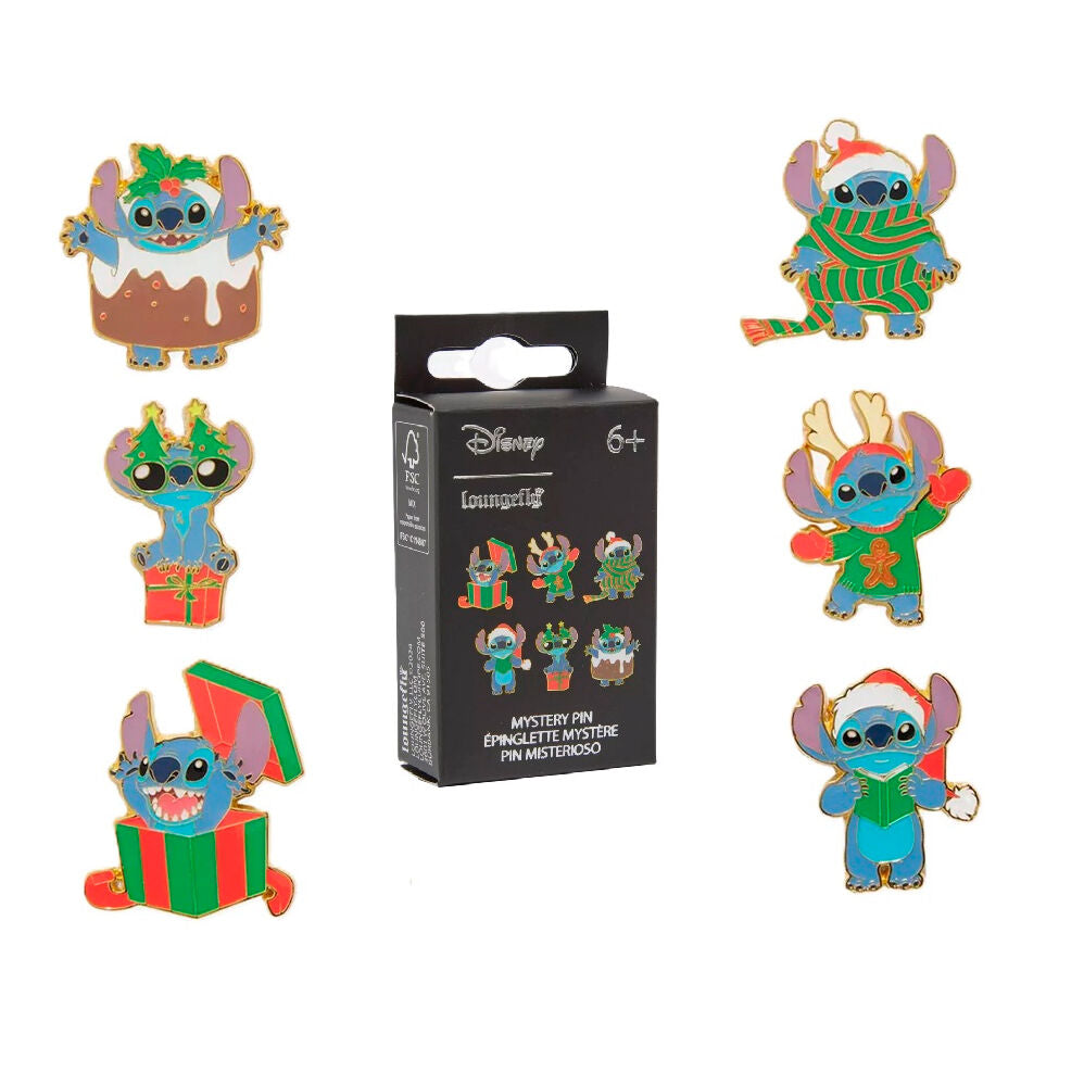 Disney by Loungefly Chapas esmaltadas Blind Box Stitch Holiday Expositor (18)