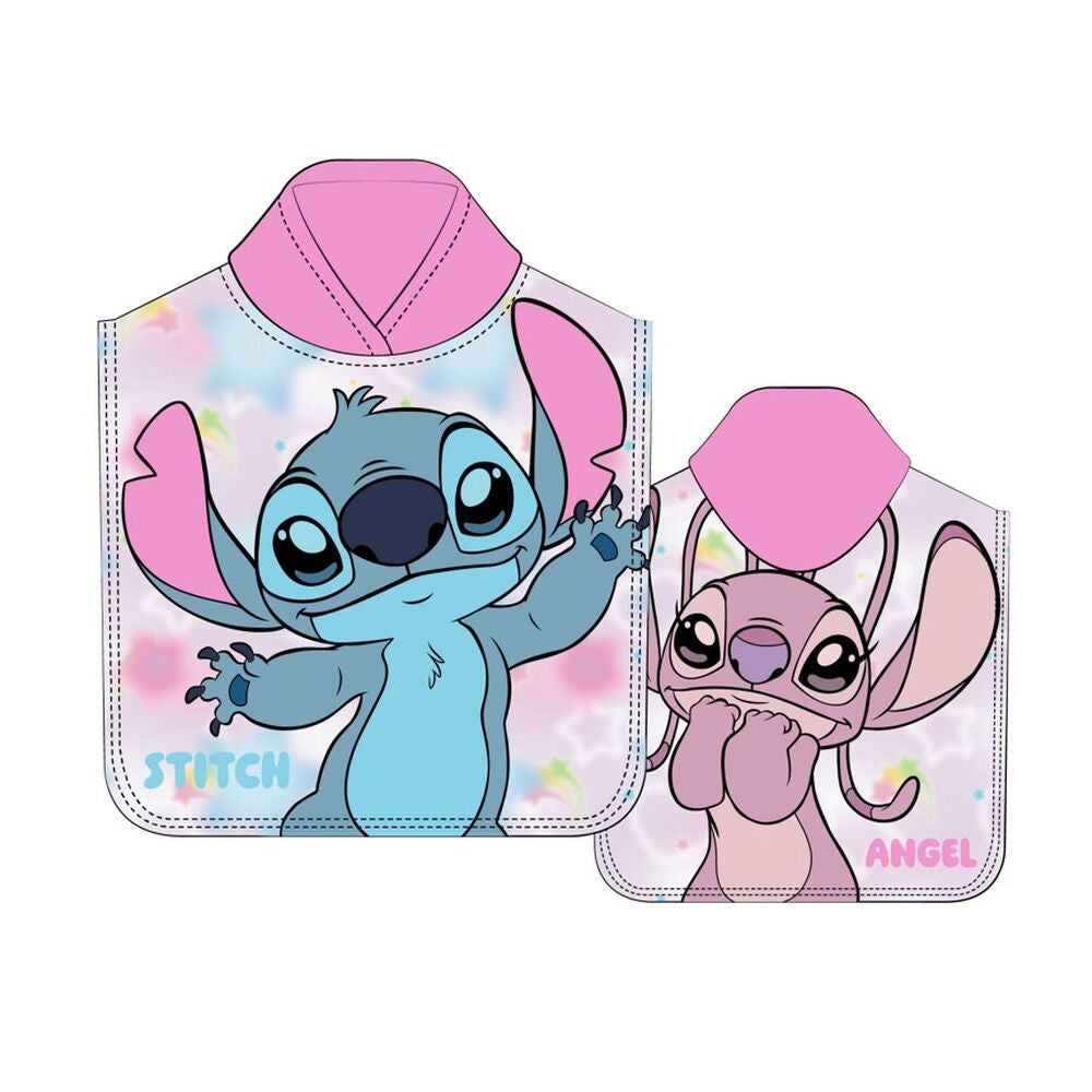 Poncho toalla Angel & Stitch Disney microfibra Frikytopia