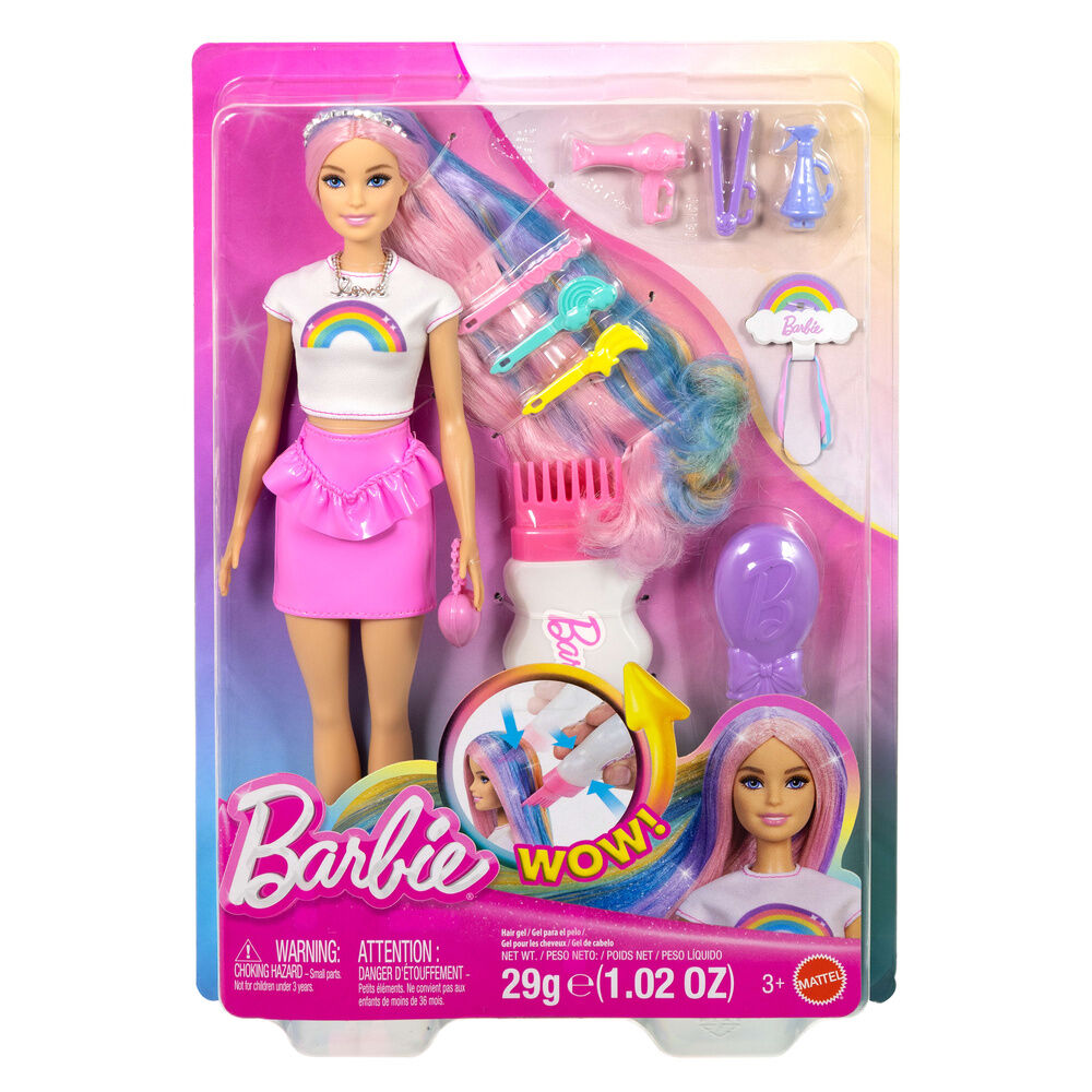 Muñeca Cabello Destellos Arcoiris Barbie Frikytopia