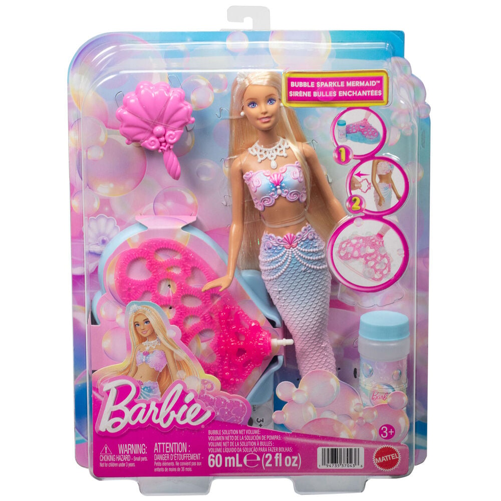Muñeca Sirena Pompas de Jabon Barbie Frikytopia