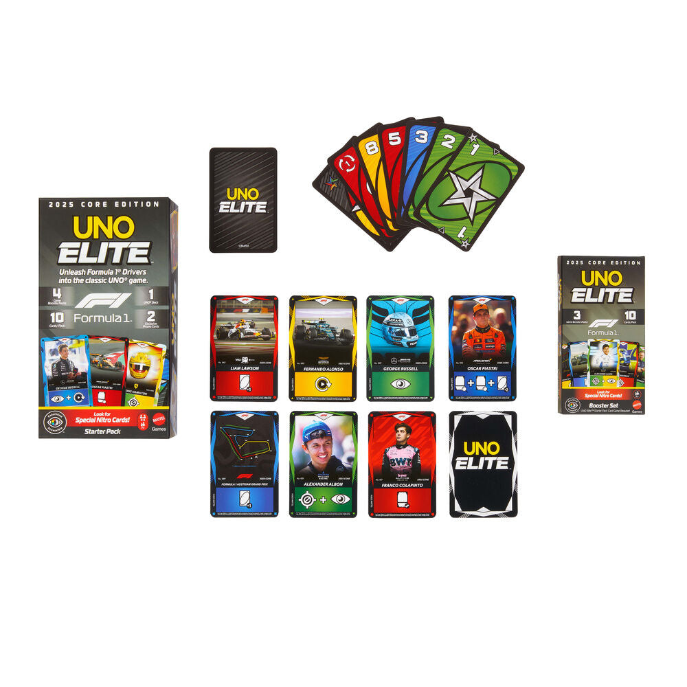 Formula 1 UNO Juego de Cartas Elite F1 Booster-Set