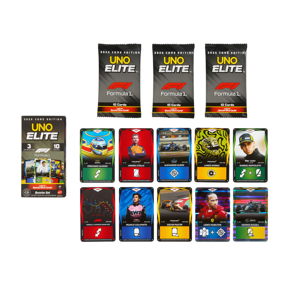 Formula 1 UNO Juego de Cartas Elite F1 Booster-Set