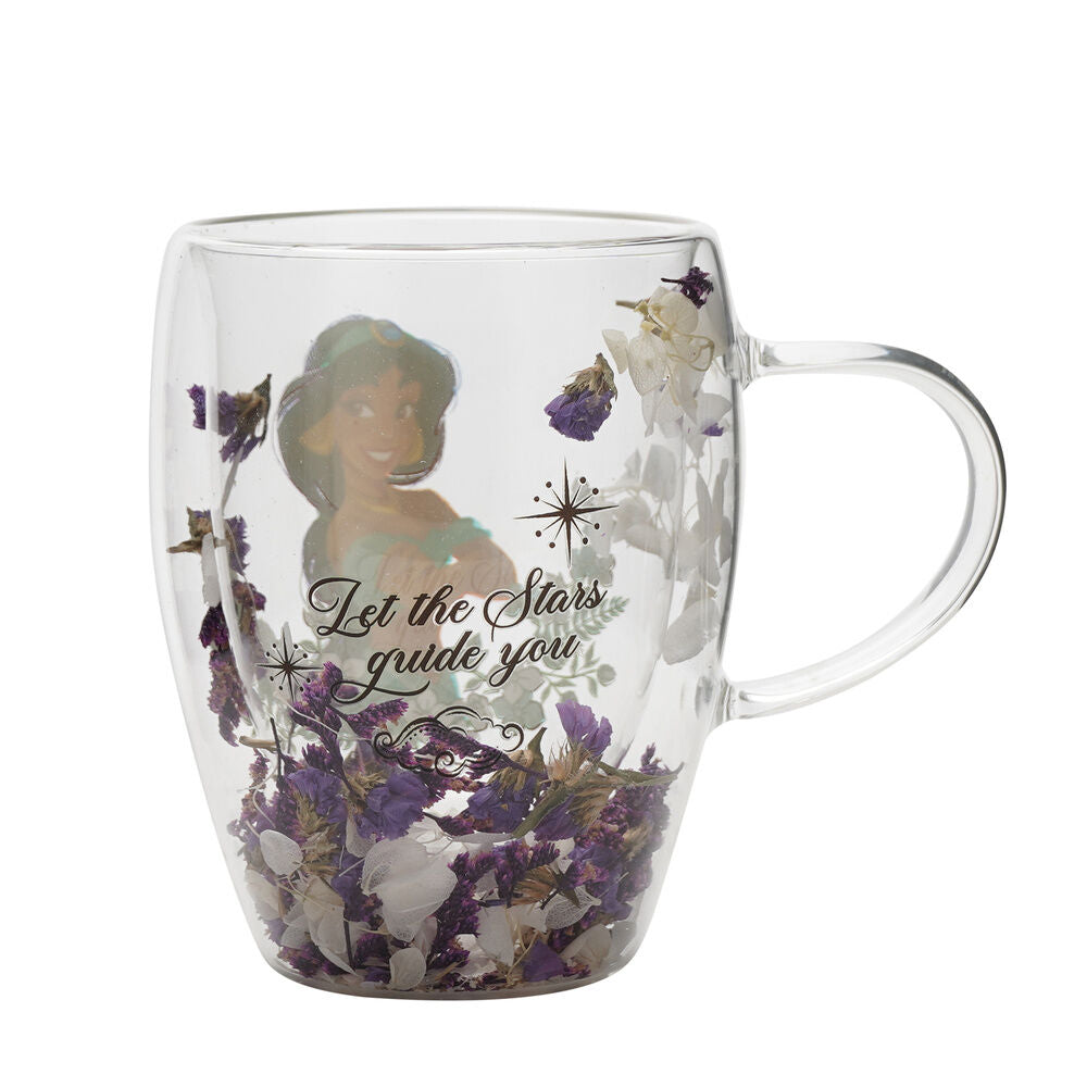 Taza cristal flores secas Jasmine Princesas Disney Frikytopia