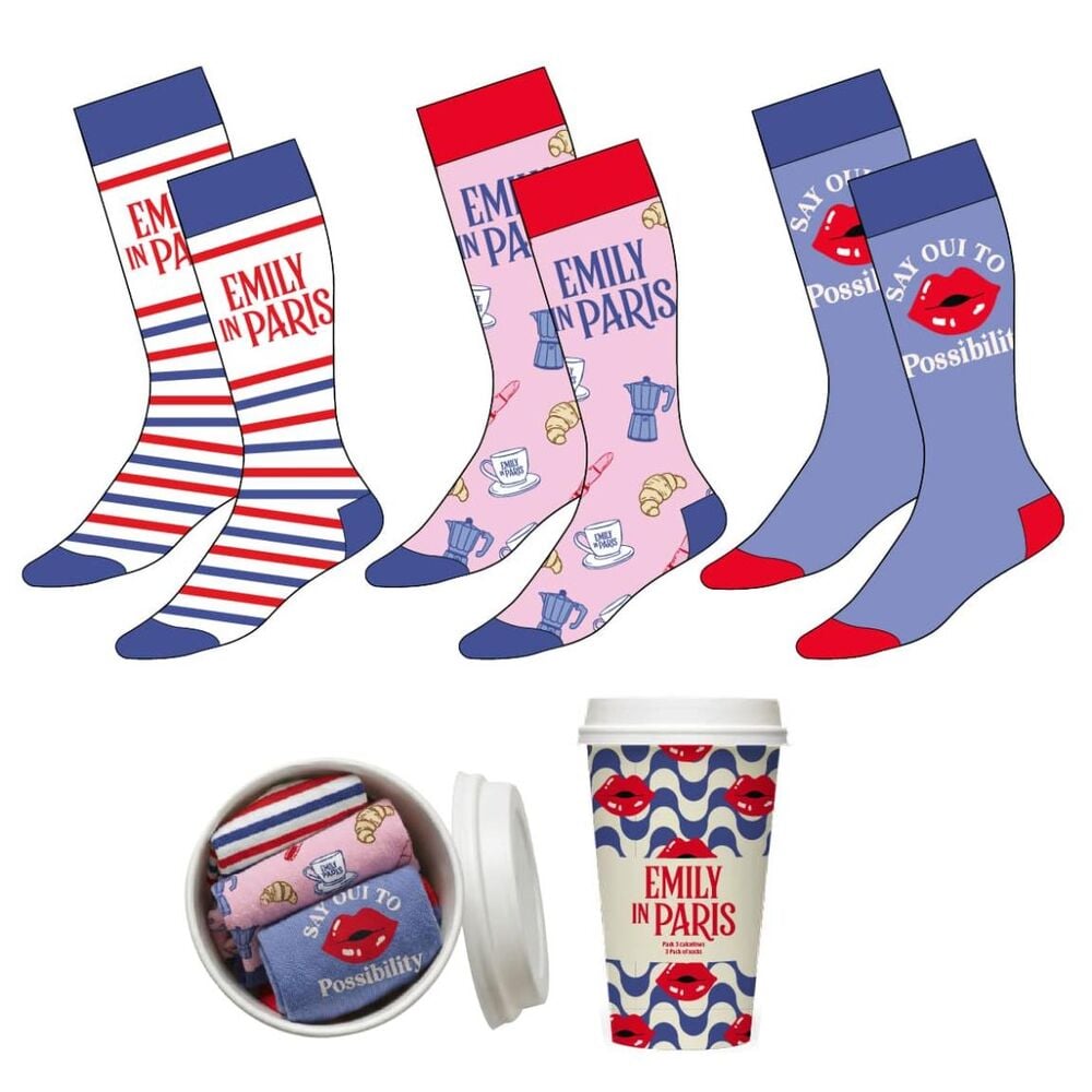 Set 3 pares de meias Emily em Paris adulto sortido