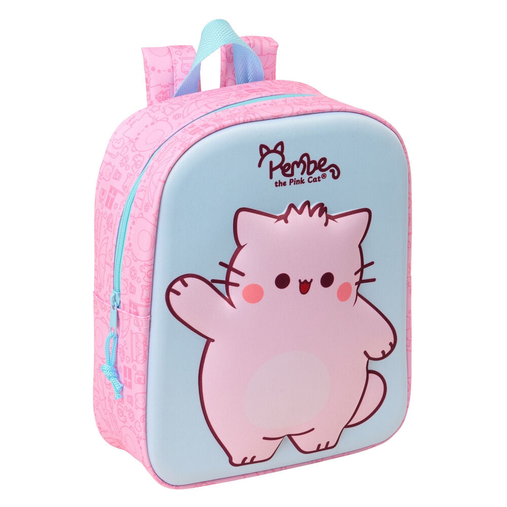 Mochila 3D A Gata Cor-de-Rosa 27 cm