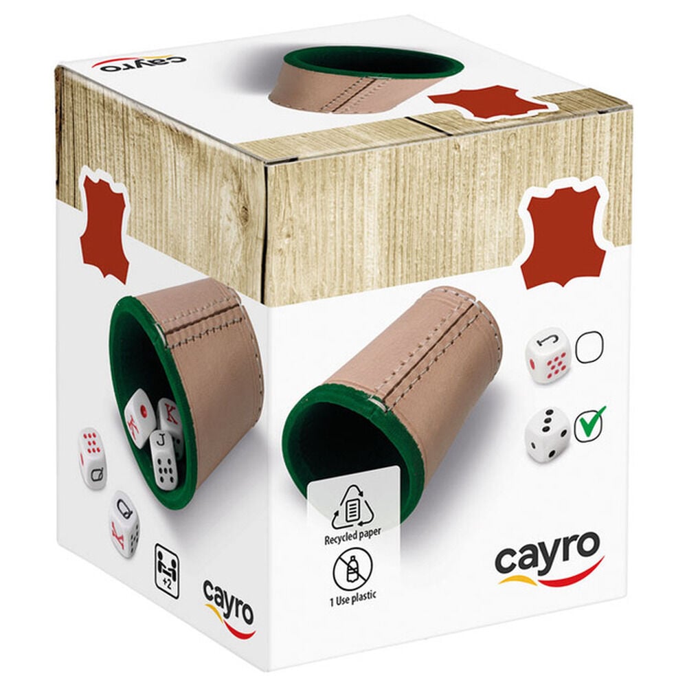 Cubilete Cuero y 5 Dados puntos Frikytopia