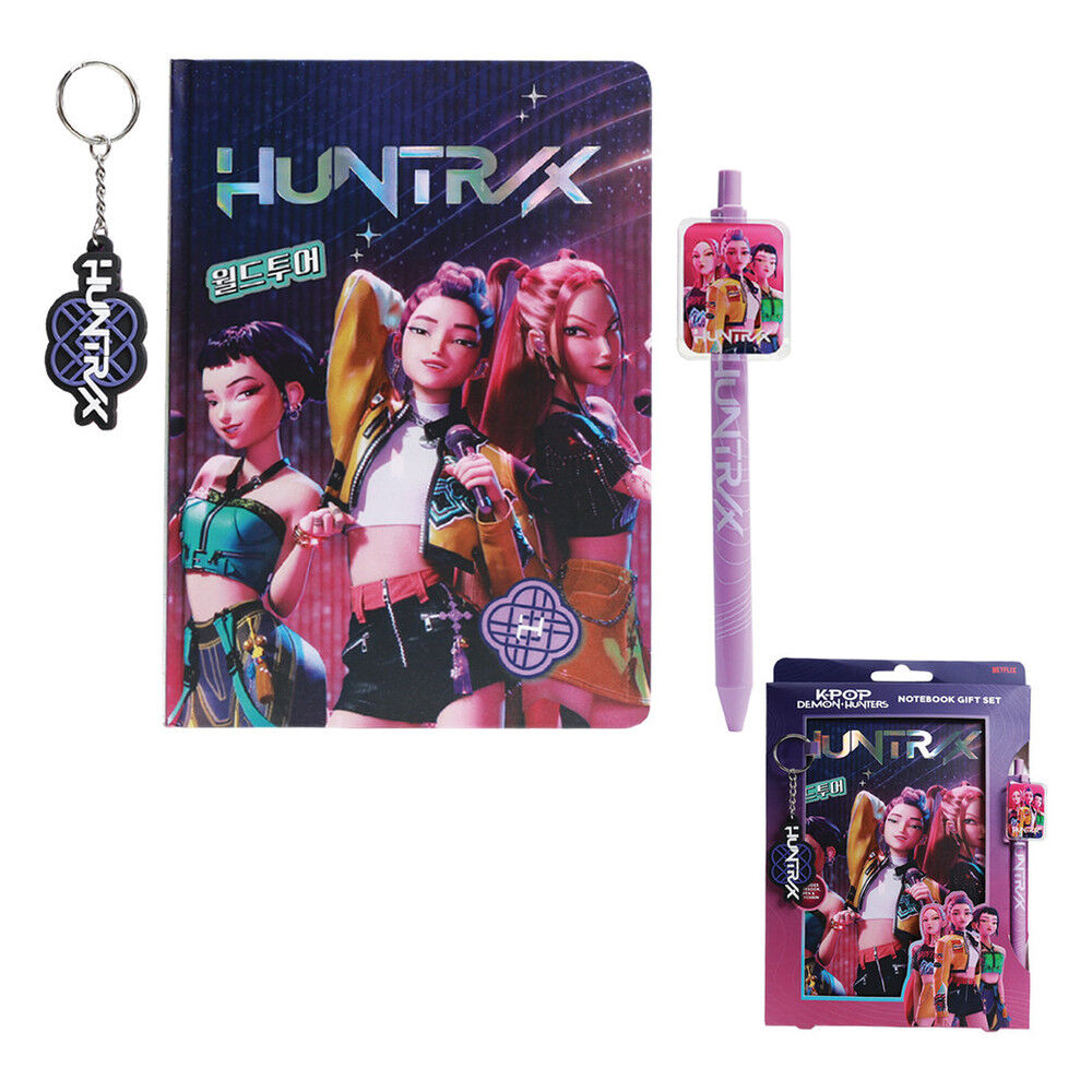 Cuaderno + boligrafo + llavero K-Pop Demon Hunters