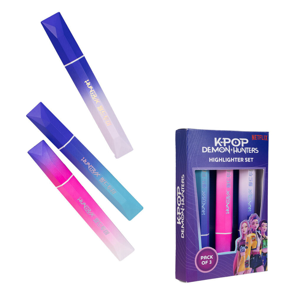 KPop Demon Hunters Pack de 3 Rotuladores Fluorescentes Huntr/x