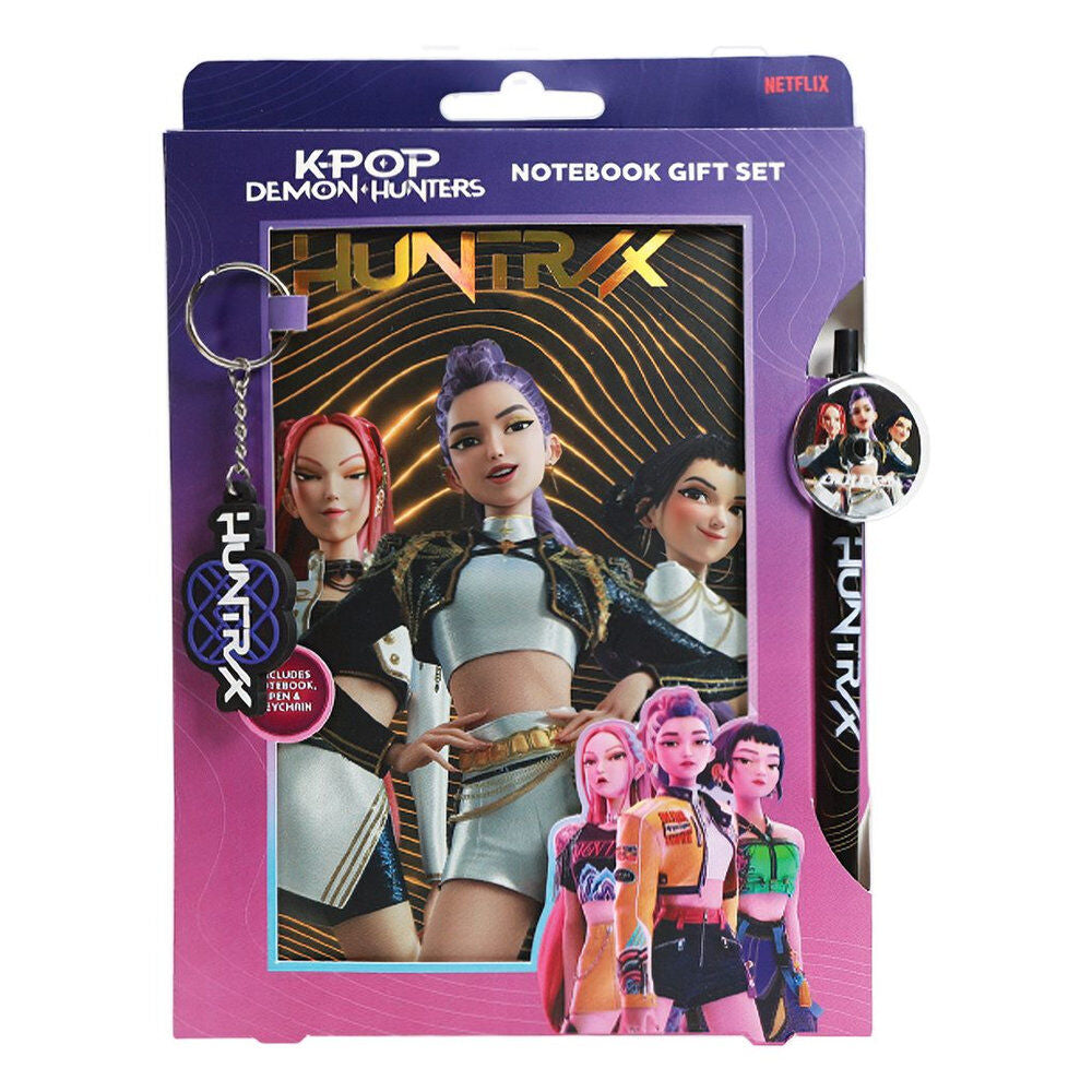 Cuaderno + boligrafo + llavero K-Pop Demon Hunters