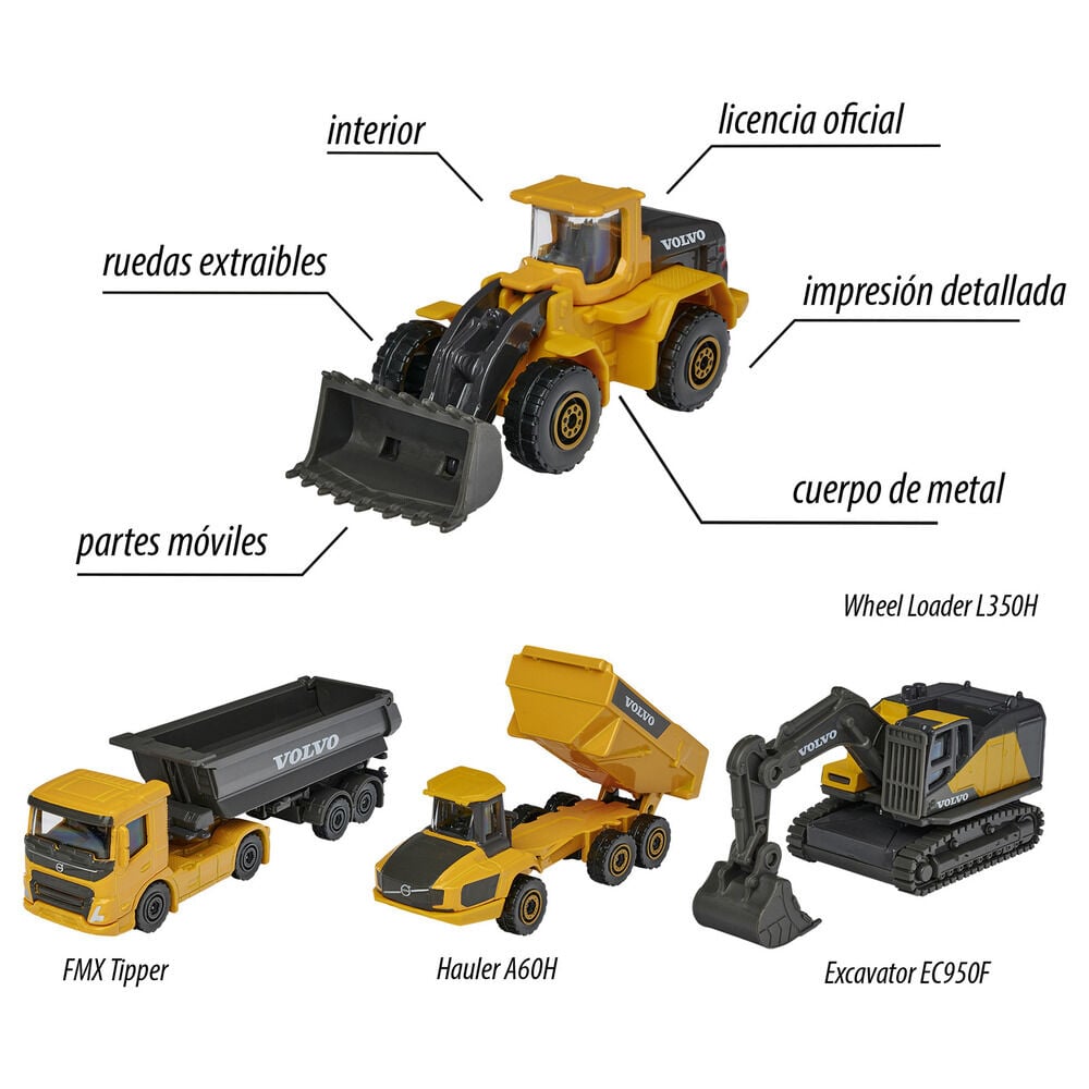 Conjunto 5 veículos de construção Volvo