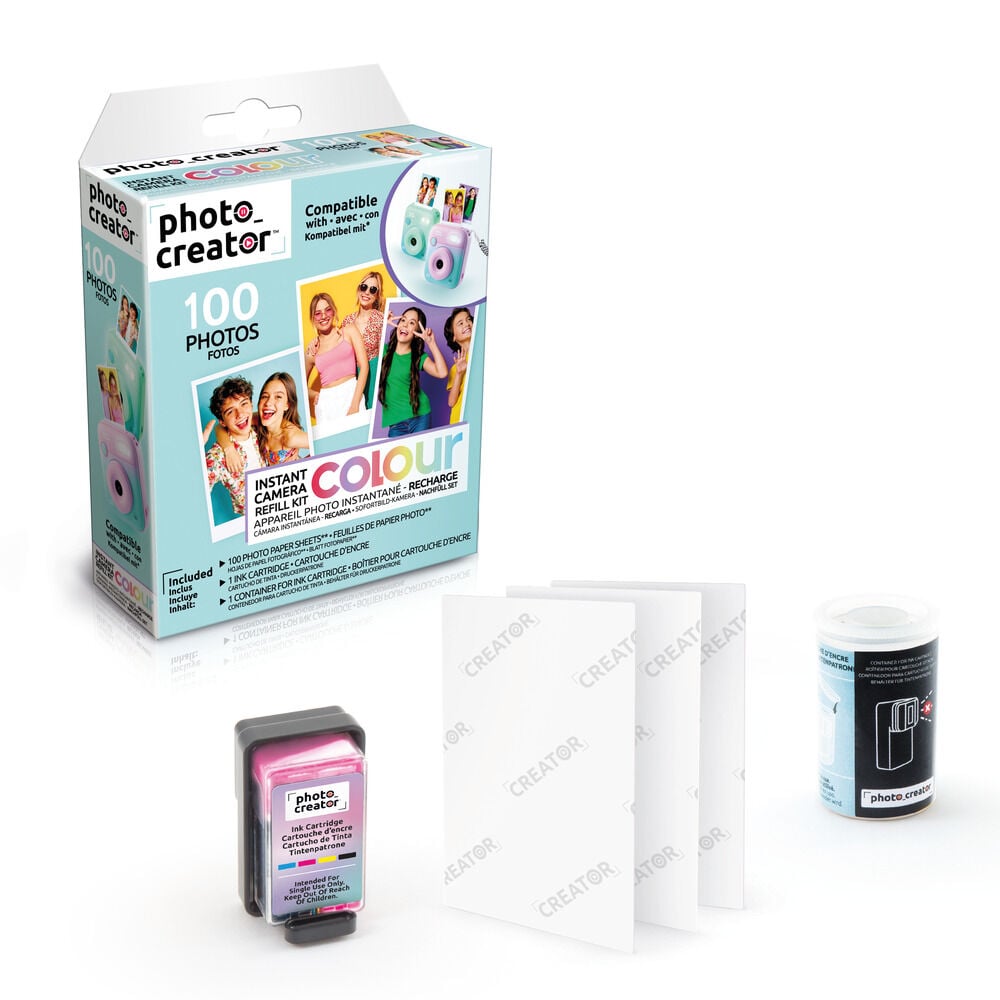 Conjunto máquina fotográfica instantânea papel cores Photo Creator Frikytopia