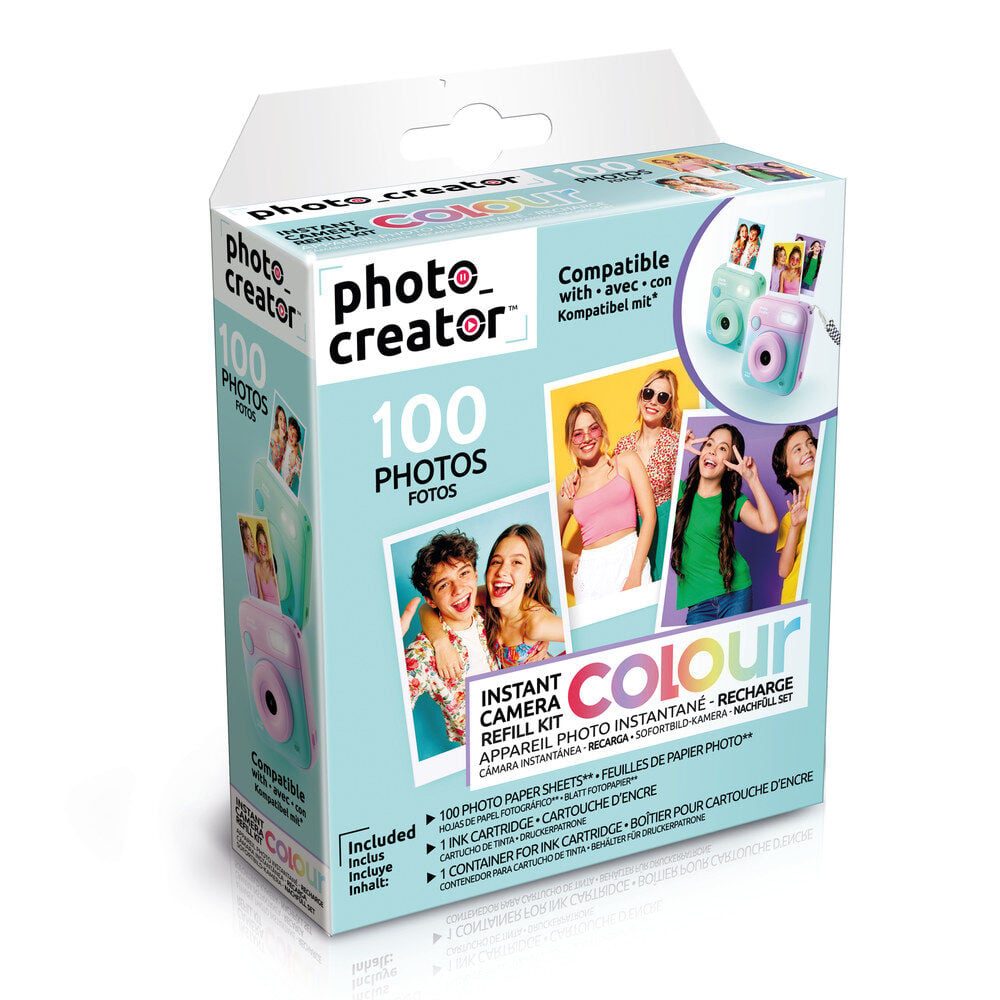 Conjunto máquina fotográfica instantânea papel cores Photo Creator