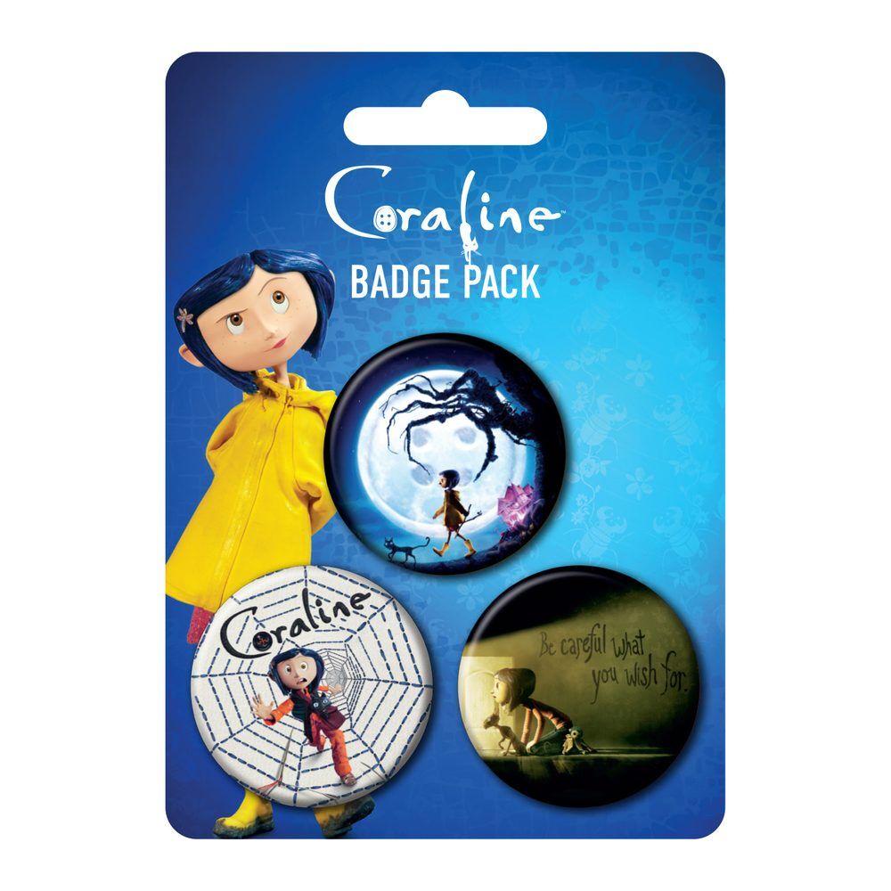 Coraline Large Chapas Paquete de 3 Key Art