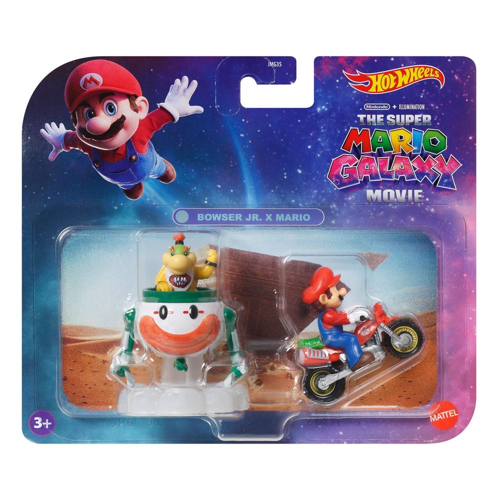 Super Mario Hot Wheels Vehículos Die-Cast pack de 2 1/64 Mario & Bowser Jr.
