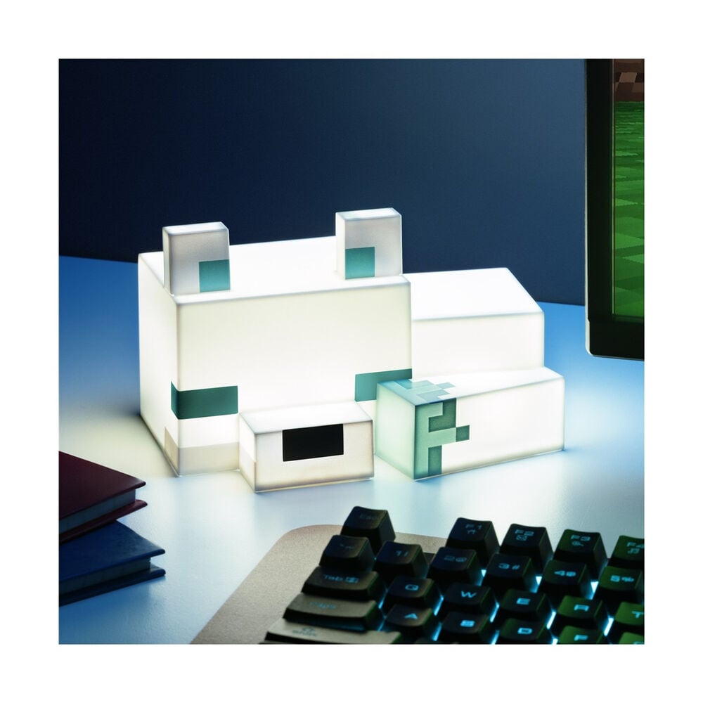 Lampara nocturna 3D Zorro Artico Minecraft