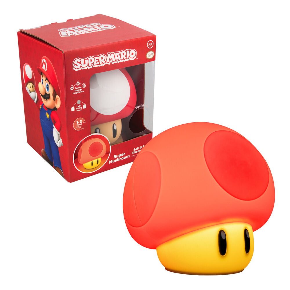 Super Mario SquishyGlo Lámpara Super Mushroom Rechargeable 15 cm