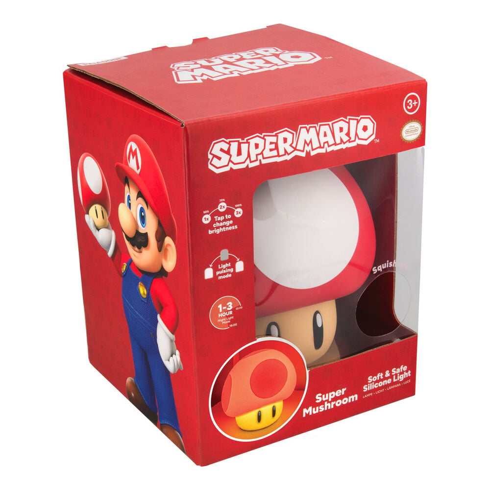 Super Mario SquishyGlo Lámpara Super Mushroom Rechargeable 15 cm