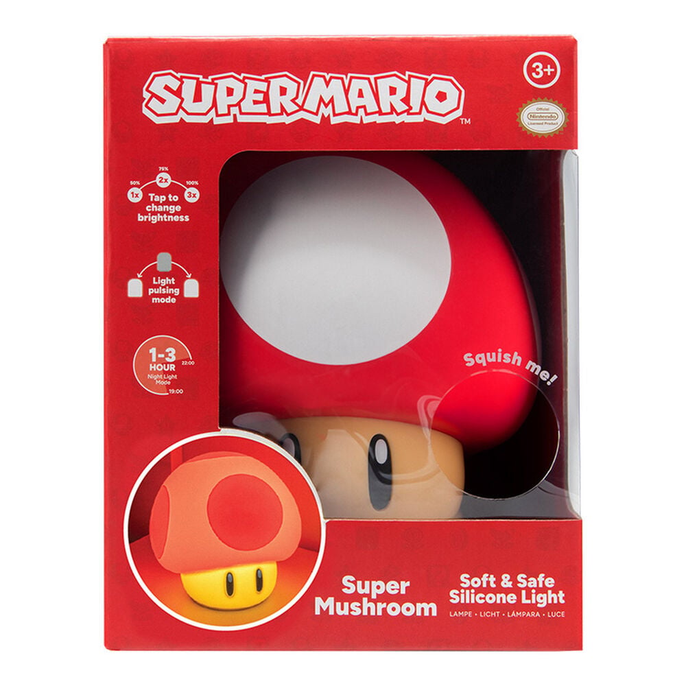 Super Mario SquishyGlo Lámpara Super Mushroom Rechargeable 15 cm