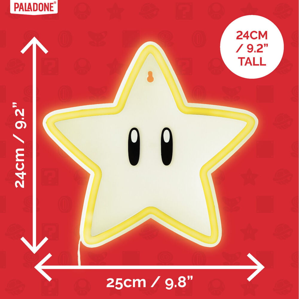Luz neon pared paladone super mario bros super estrella
