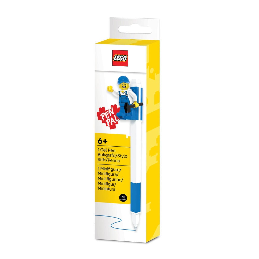 Esferográfica azul gel com minifigura Lego Frikytopia