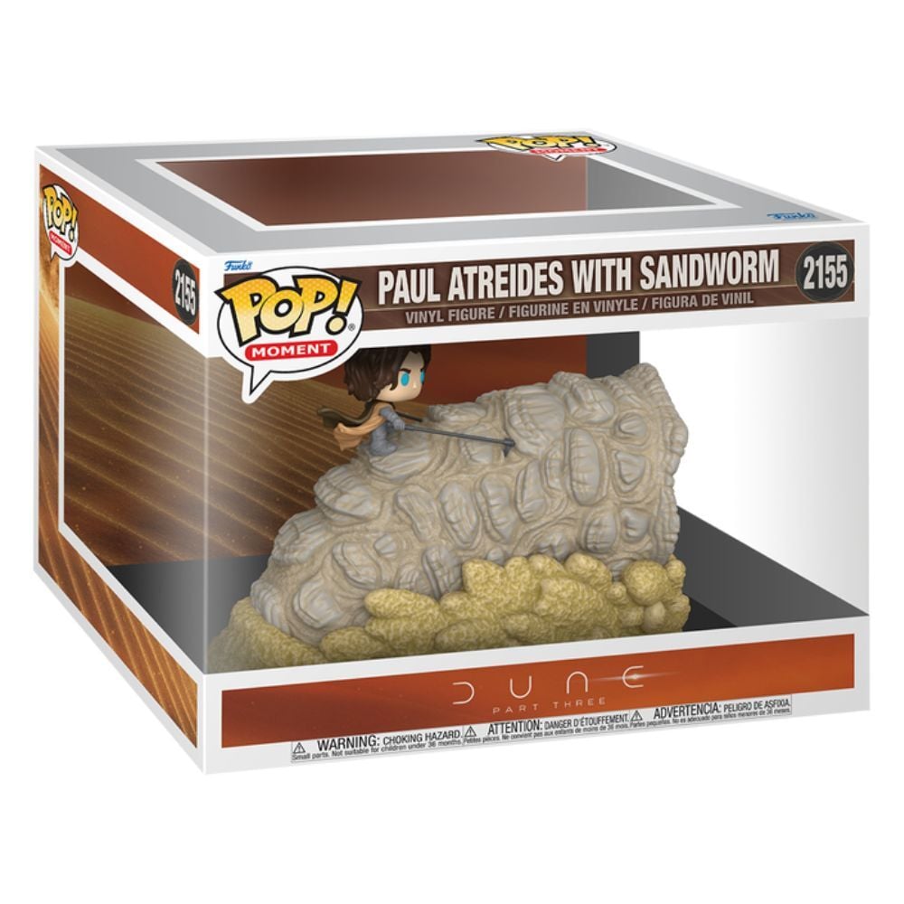 Dune: parte tres POP! Moment Vinyl Figuras Paul Atreides with Sandworm 9 cm