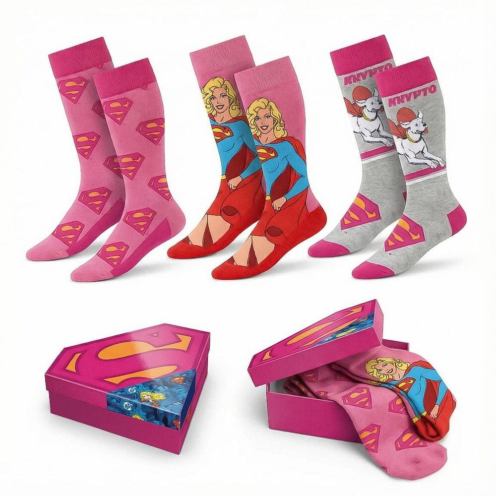 DC Comics Calcetines Superman Supergirl Pack de 3 36-43