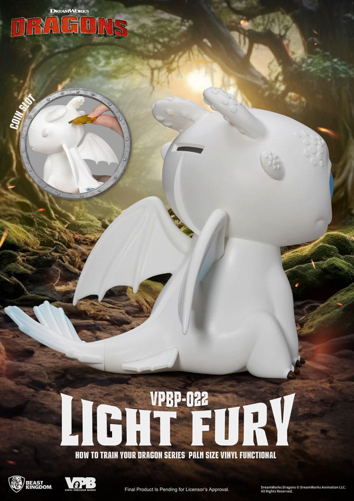 Cómo entrenar a tu dragón Vinyl huchas Light Fury 12 cm