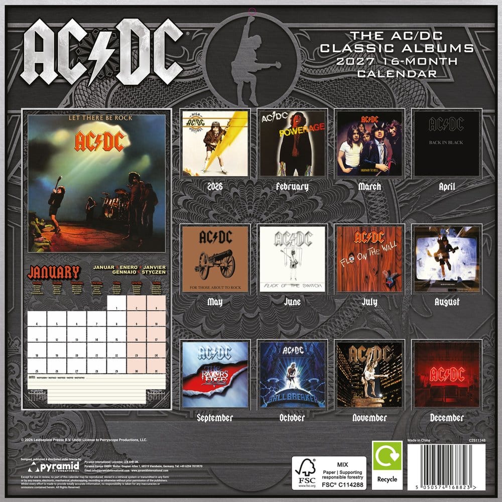AC/DC Calendario Albums 2027 30 x 30 cm