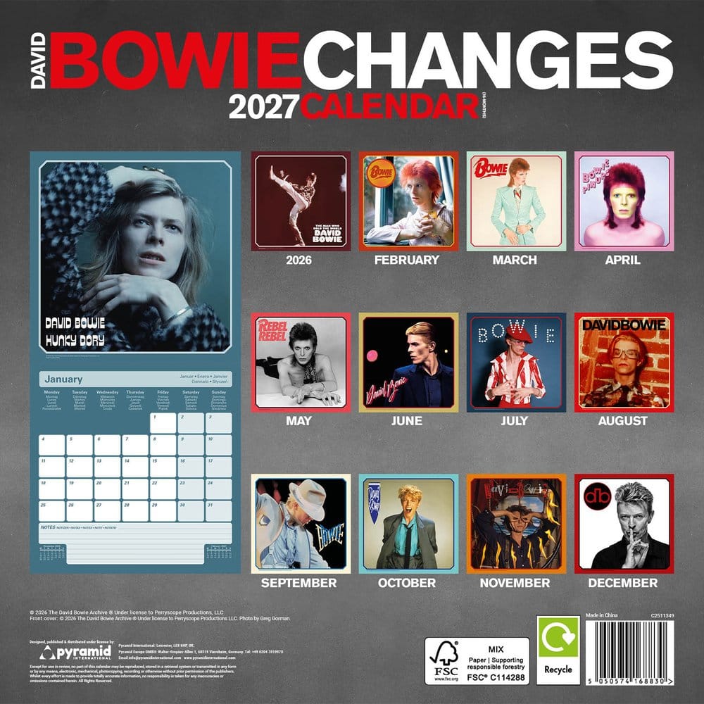 David Bowie Calendario Changes 2027 30 x 30 cm