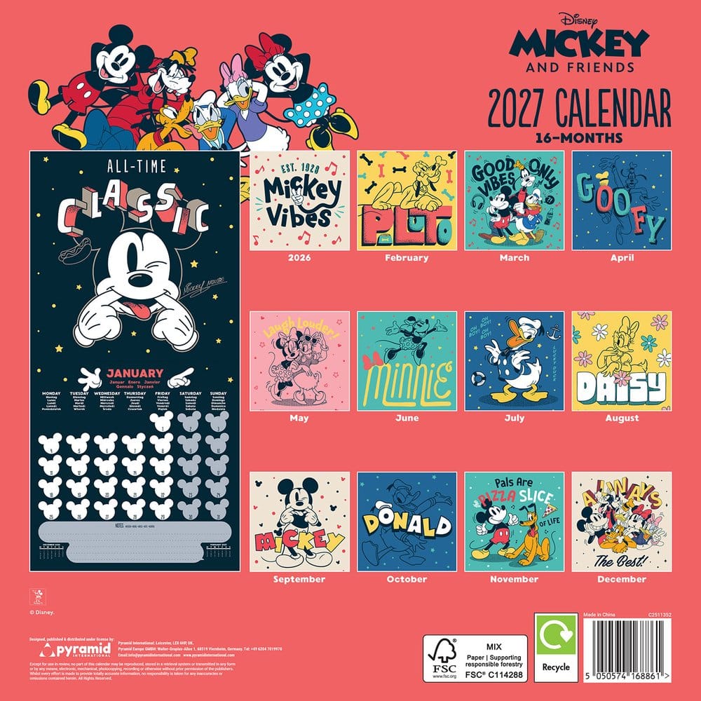 Mickey & Friends Calendario 2027 30 x 30 cm