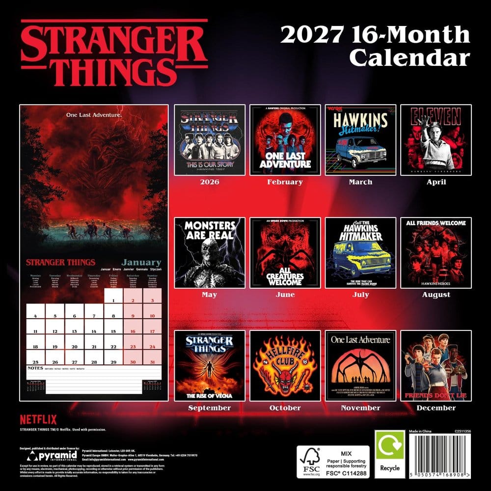 Stranger Things Calendario 2027 30 x 30 cm