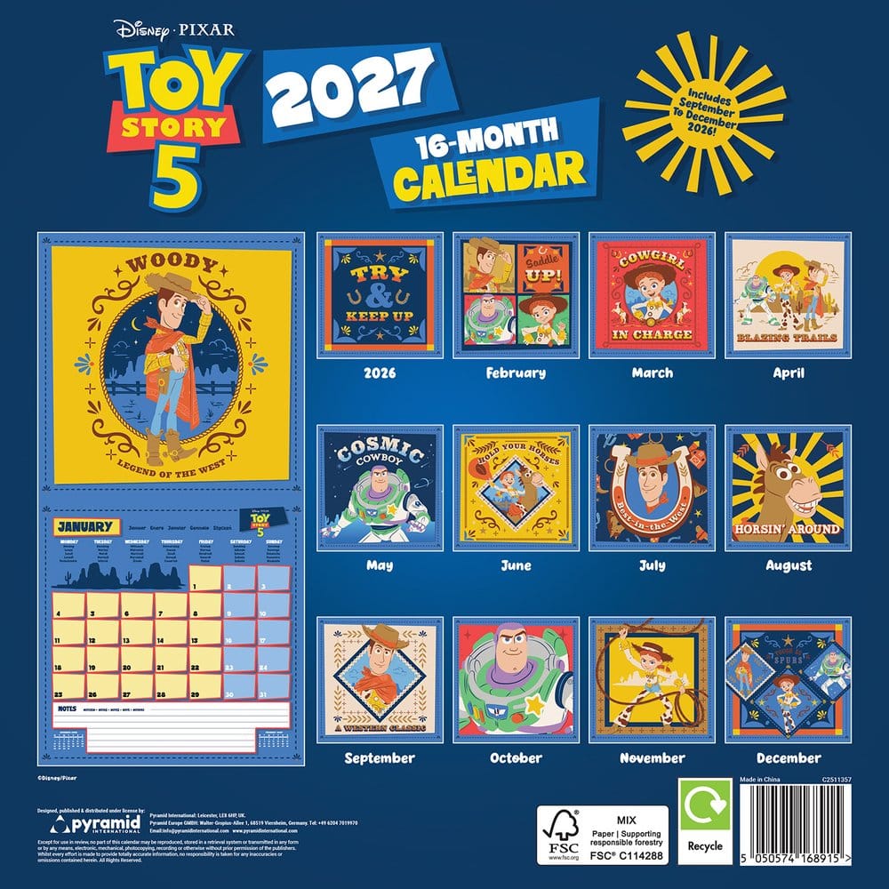 Toy Story Calendario 2027 30 x 30 cm