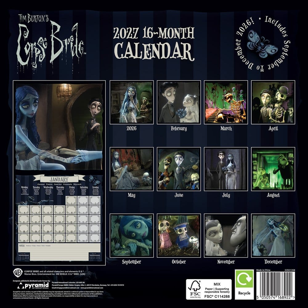 Corpse Bride Calendario 2027 30 x 30 cm