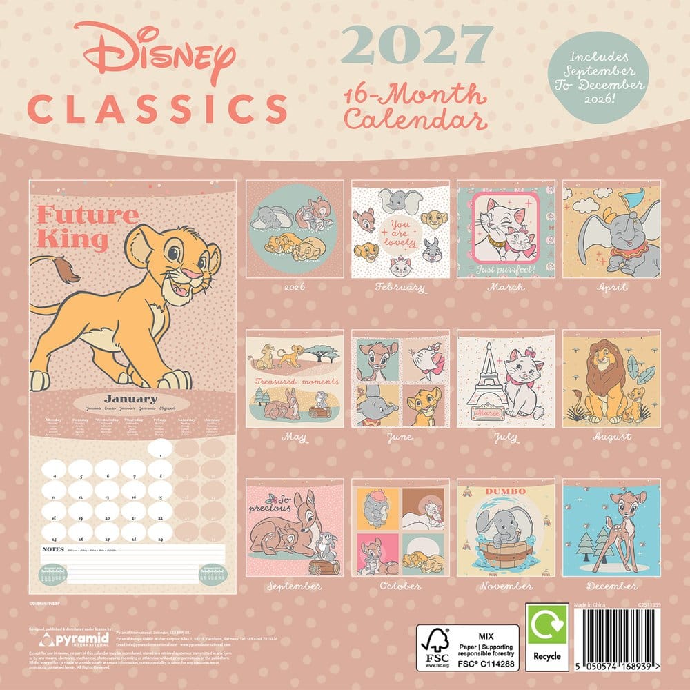 Disney Classics Calendario Treasured Memories 2027 30 x 30 cm