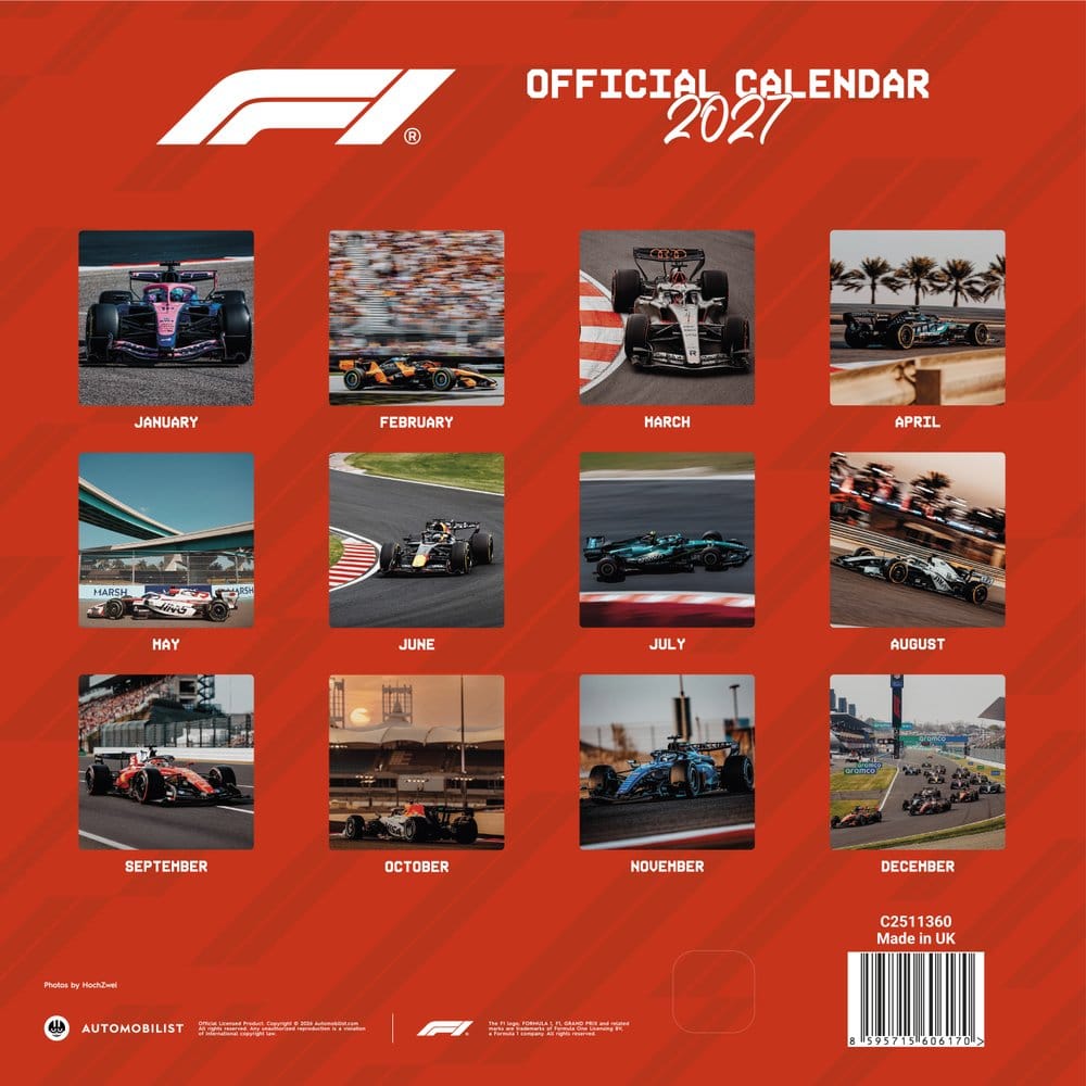 Fórmula 1 Calendario 2027 30 x 30 cm