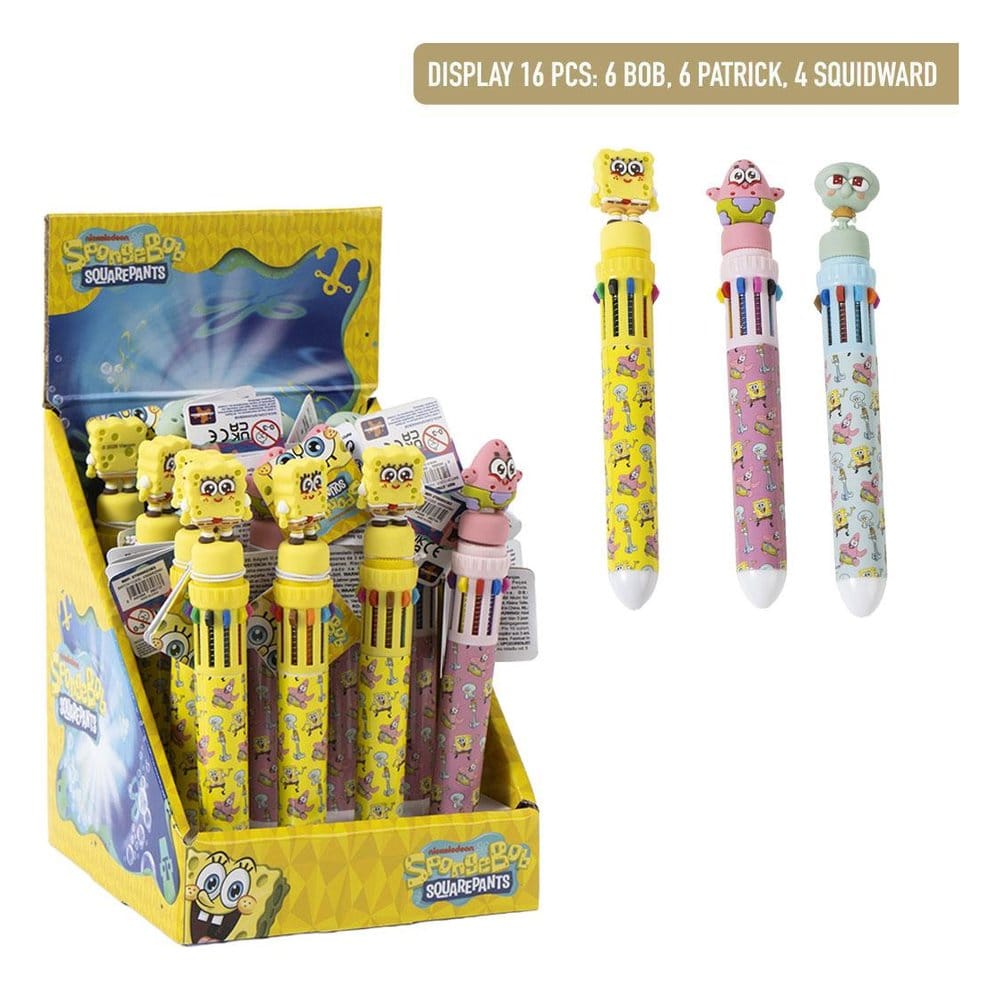 Bob Esponja Bolígrafo 10 colores Expositor (16) Frikytopia