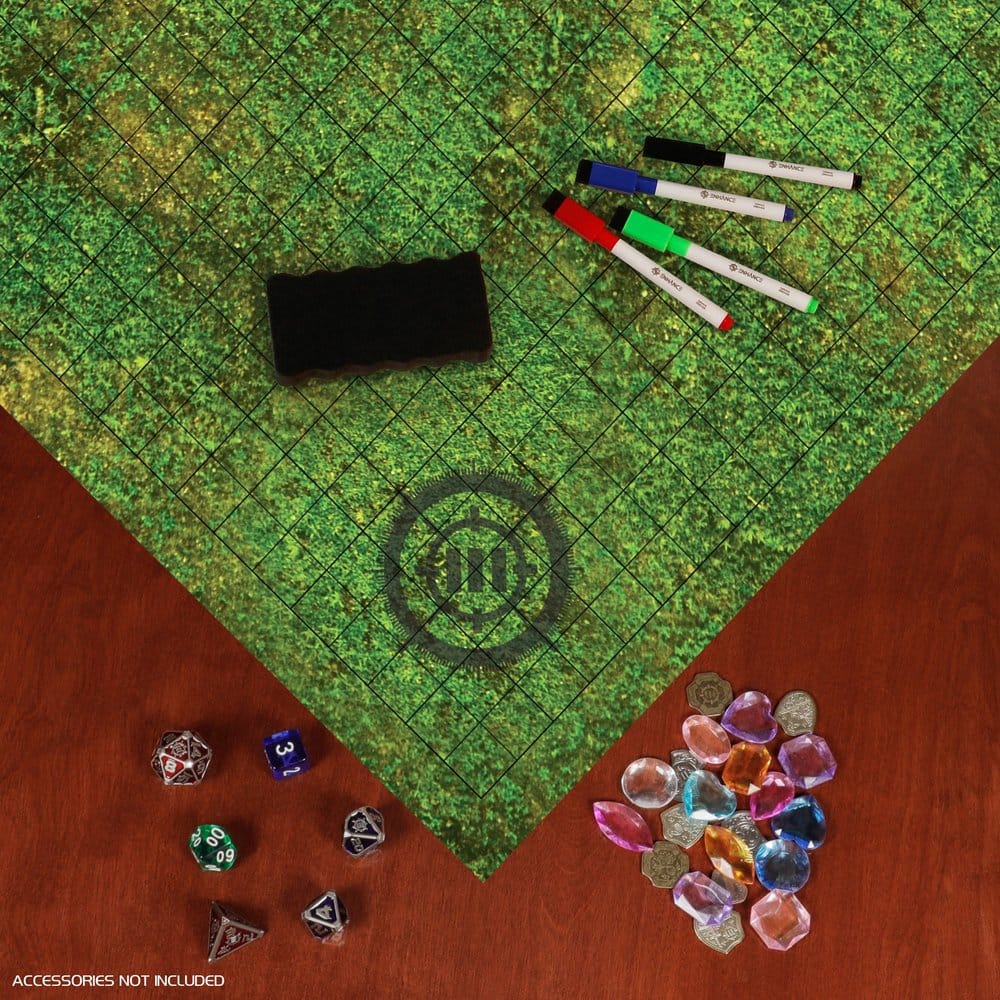 Enhance Tabletop Kit de campaña de alfombrilla de rejilla DnD verde